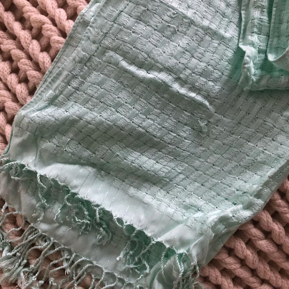 Large NWOT blue/green sparkle scarf